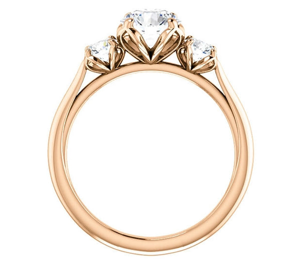 1.00ct (6.5mm) Round  14K Rose Gold Three Stone Engagement Ring