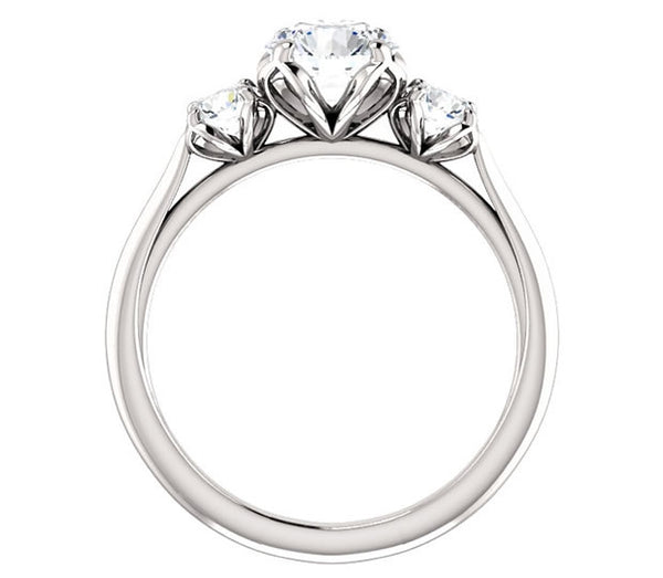 1.00ct (6.5mm) Round  14K White Gold Three Stone Engagement Ring