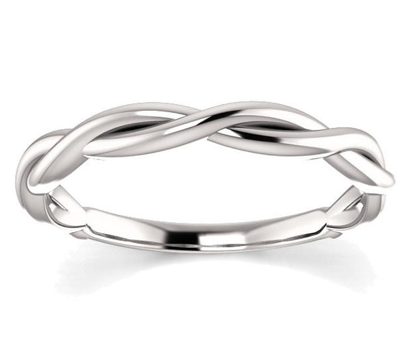 14K White Gold Woven Wedding Band