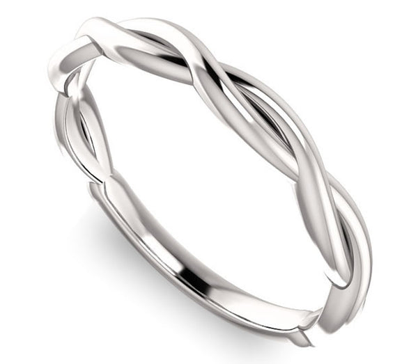 14K White Gold Woven Wedding Band