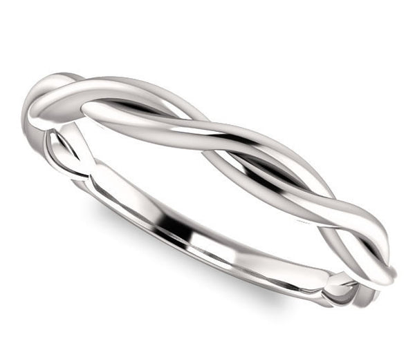 14K White Gold Woven Wedding Band