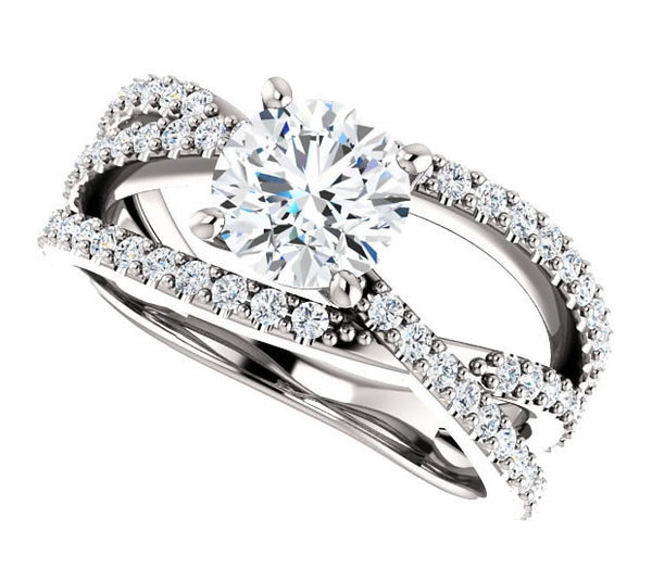 1.00ct (6.5mm) Round  14K White Gold Engagement Ring