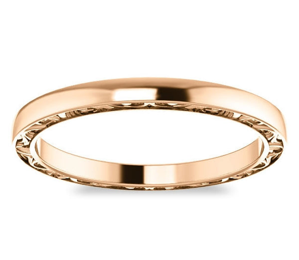 14K Rose Gold Filigree Wedding Band