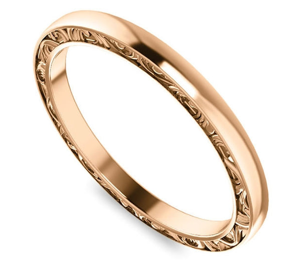 14K Rose Gold Filigree Wedding Band