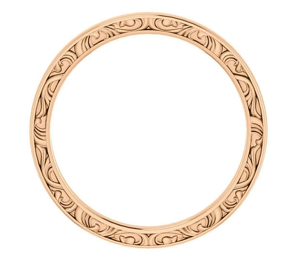 14K Rose Gold Filigree Wedding Band