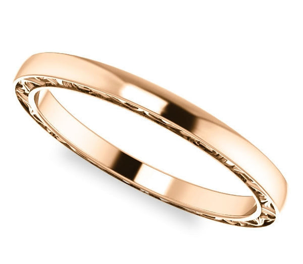 14K Rose Gold Filigree Wedding Band