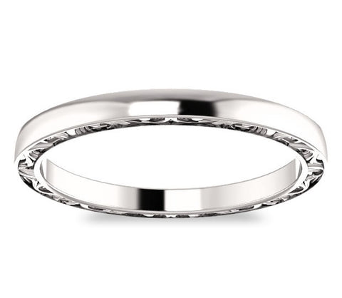 14k White Gold Filigree Wedding Band