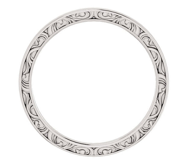 14k White Gold Filigree Wedding Band