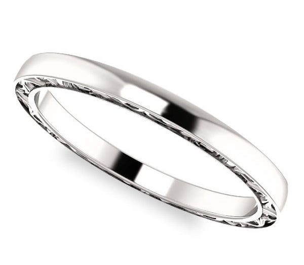 14k White Gold Filigree Wedding Band