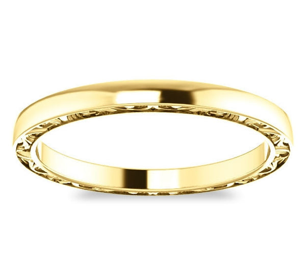 14K Yellow Gold Filigree Wedding Band