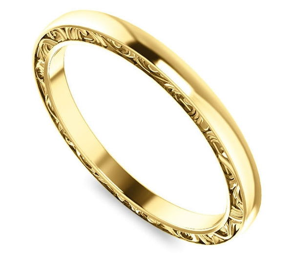 14K Yellow Gold Filigree Wedding Band