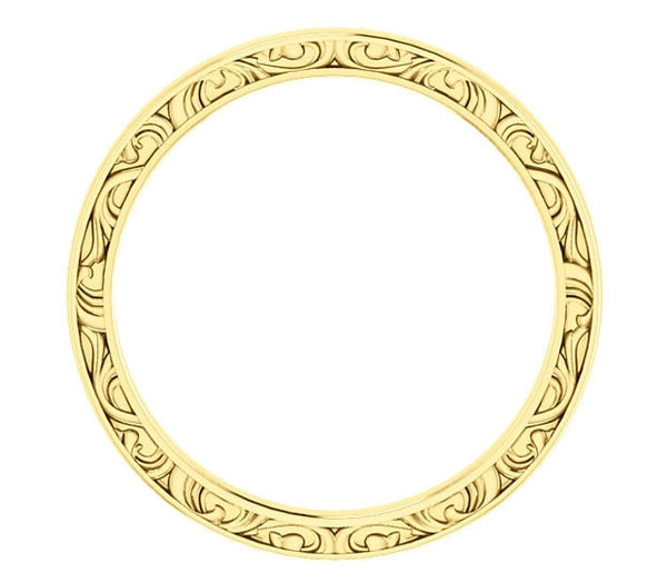 14K Yellow Gold Filigree Wedding Band