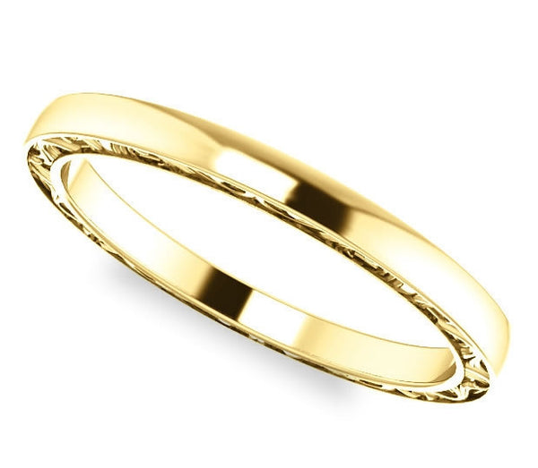 14K Yellow Gold Filigree Wedding Band