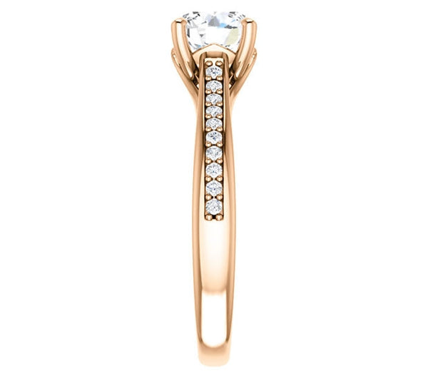 1.00ct (6.5mm) Round  14K Rose Gold Engagement Ring With Gem Accents