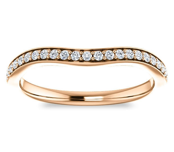 14K Rose Gold Contour Wedding Band with Side Accents