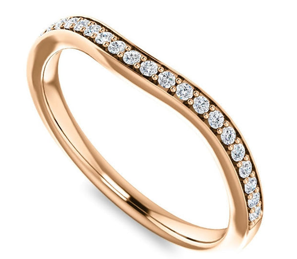 14K Rose Gold Contour Wedding Band with Side Accents