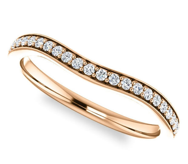 14K Rose Gold Contour Wedding Band with Side Accents