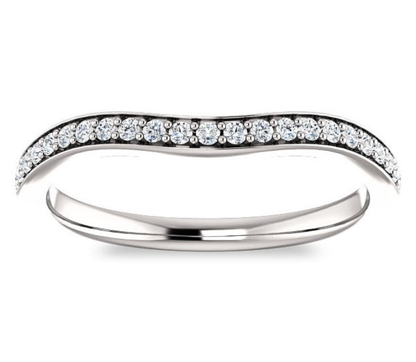 14K White Gold Contour Wedding Band with Side Accents