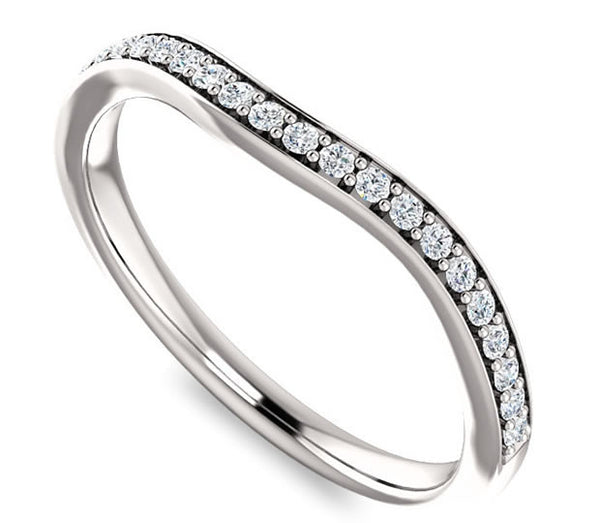 14K White Gold Contour Wedding Band with Side Accents