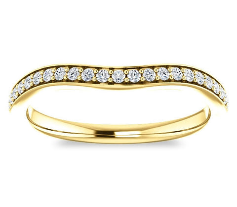 14K Yellow Gold Contour Wedding Band with Side Accents