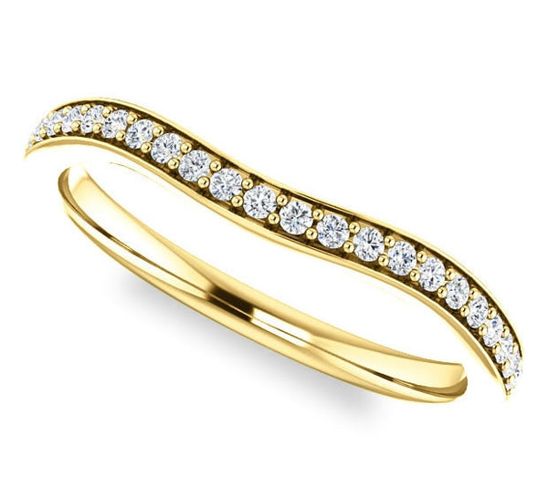 14K Yellow Gold Contour Wedding Band with Side Accents