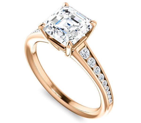 1.30ct (6.5mm) Asscher  14K Rose Gold Engagement Ring