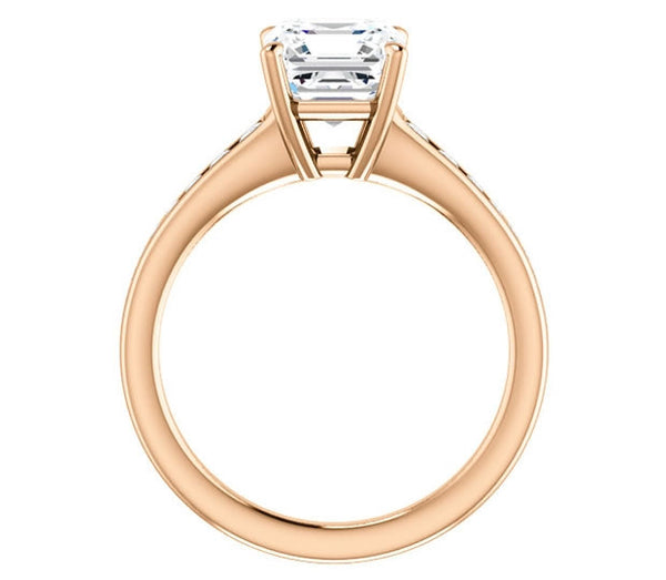 1.30ct (6.5mm) Asscher  14K Rose Gold Engagement Ring