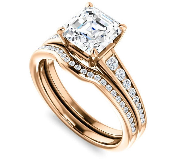 1.30ct (6.5mm) Asscher  14K Rose Gold Engagement Ring