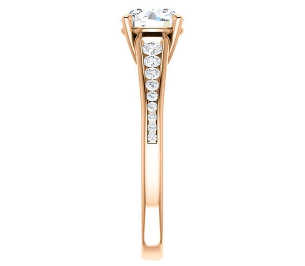 1.00ct (6.5mm) Round  14K Rose Gold Engagement Ring