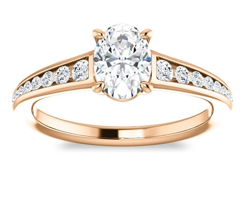 0.90ct (7.0x5.0mm) Oval  14K Rose Gold Engagement Ring