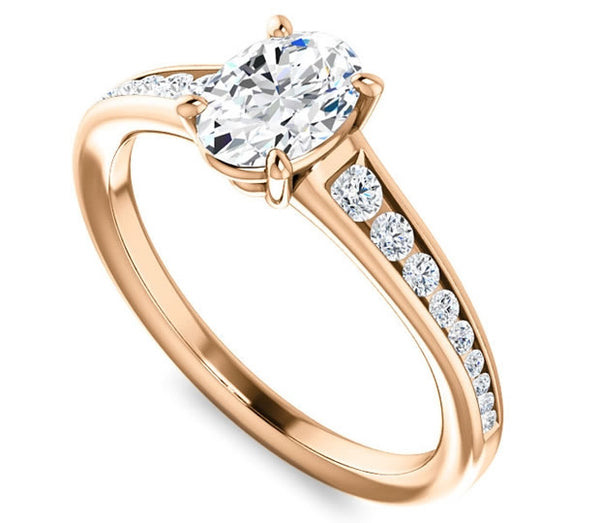 0.90ct (7.0x5.0mm) Oval  14K Rose Gold Engagement Ring