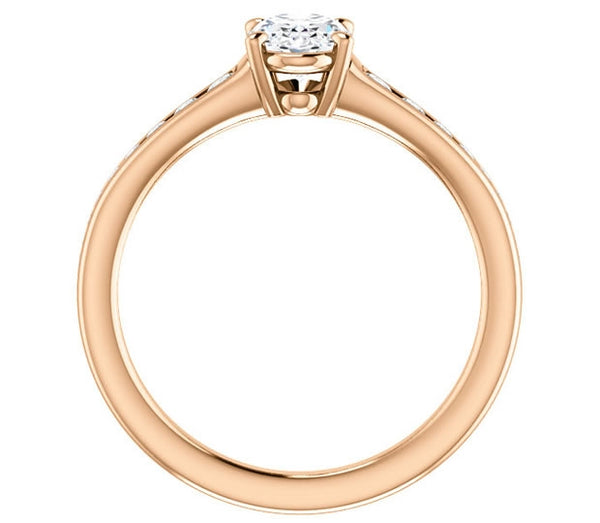 0.90ct (7.0x5.0mm) Oval  14K Rose Gold Engagement Ring