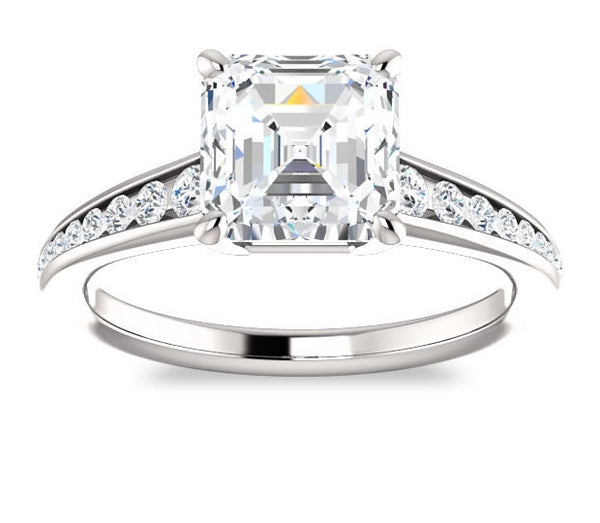 1.30ct (6.5mm) Asscher  14K White Gold Engagement Ring