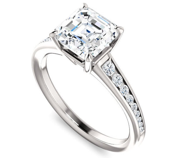 1.30ct (6.5mm) Asscher  14K White Gold Engagement Ring