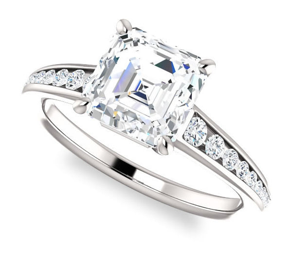 1.30ct (6.5mm) Asscher  14K White Gold Engagement Ring