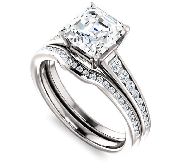 1.30ct (6.5mm) Asscher  14K White Gold Engagement Ring