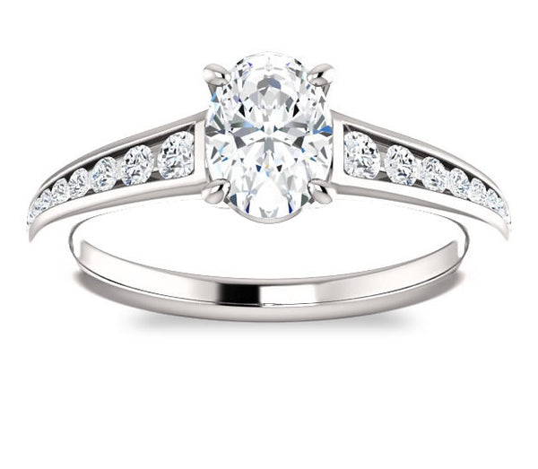 0.90ct (7.0x5.0mm) Oval  14K White Gold Engagement Ring