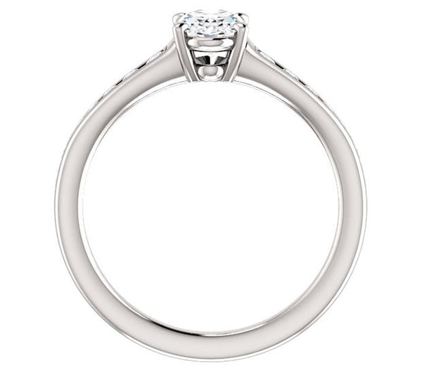 0.90ct (7.0x5.0mm) Oval  14K White Gold Engagement Ring