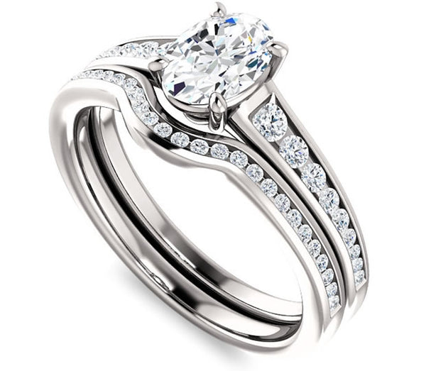 0.90ct (7.0x5.0mm) Oval  14K White Gold Engagement Ring