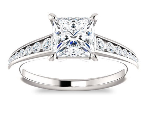 1.30ct (6.0mm) Princess  14K White Gold Engagement Ring