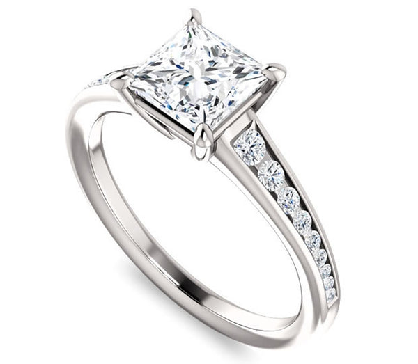 1.30ct (6.0mm) Princess  14K White Gold Engagement Ring