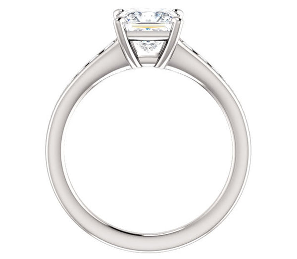 1.30ct (6.0mm) Princess  14K White Gold Engagement Ring