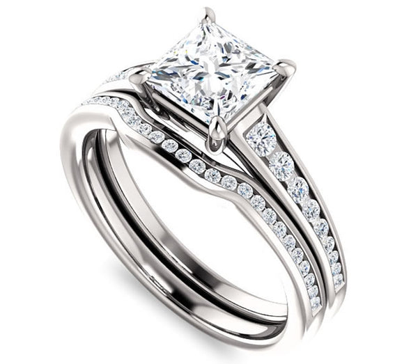 1.30ct (6.0mm) Princess  14K White Gold Engagement Ring