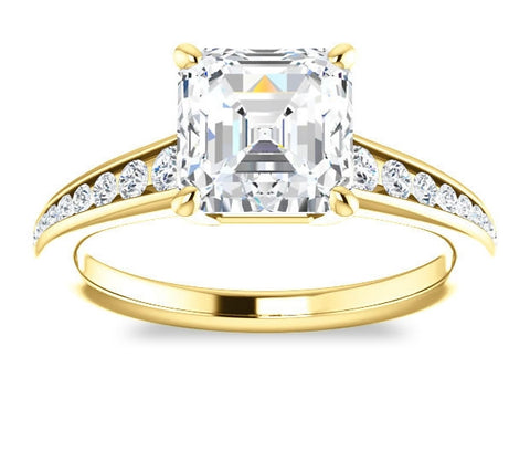 1.30ct (6.5mm) Asscher  14K Yellow Gold Engagement Ring