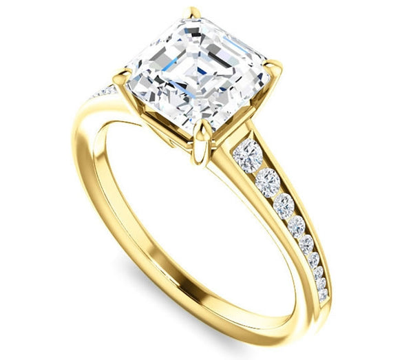 1.30ct (6.5mm) Asscher  14K Yellow Gold Engagement Ring