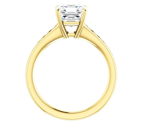 1.30ct (6.5mm) Asscher  14K Yellow Gold Engagement Ring