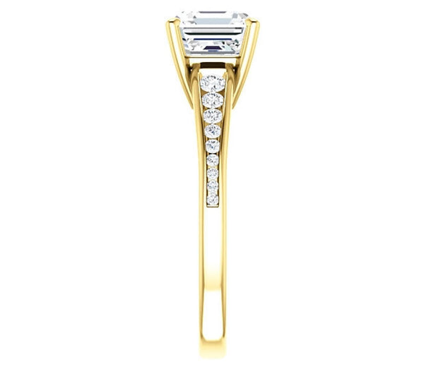 1.30ct (6.5mm) Asscher  14K Yellow Gold Engagement Ring