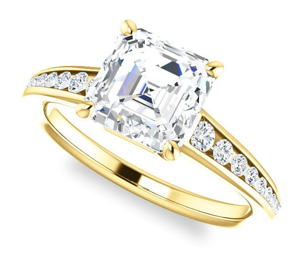 1.30ct (6.5mm) Asscher  14K Yellow Gold Engagement Ring