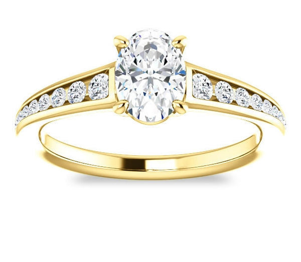 0.90ct (7.0x5.0mm) Oval  14K Yellow Gold Engagement Ring