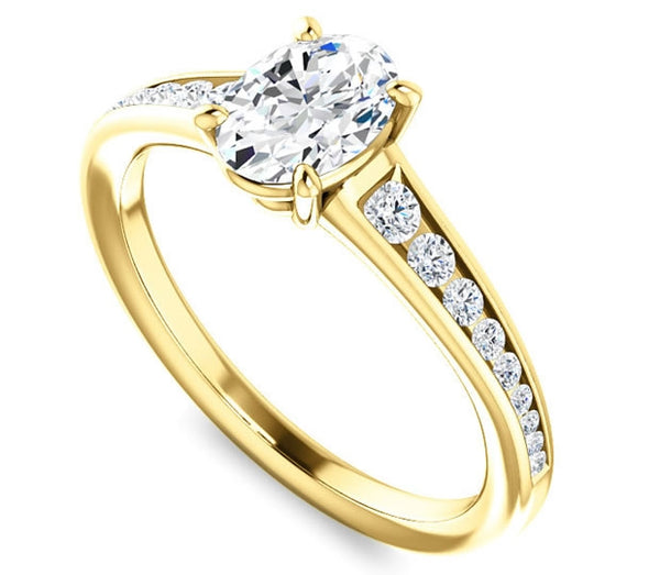 0.90ct (7.0x5.0mm) Oval  14K Yellow Gold Engagement Ring